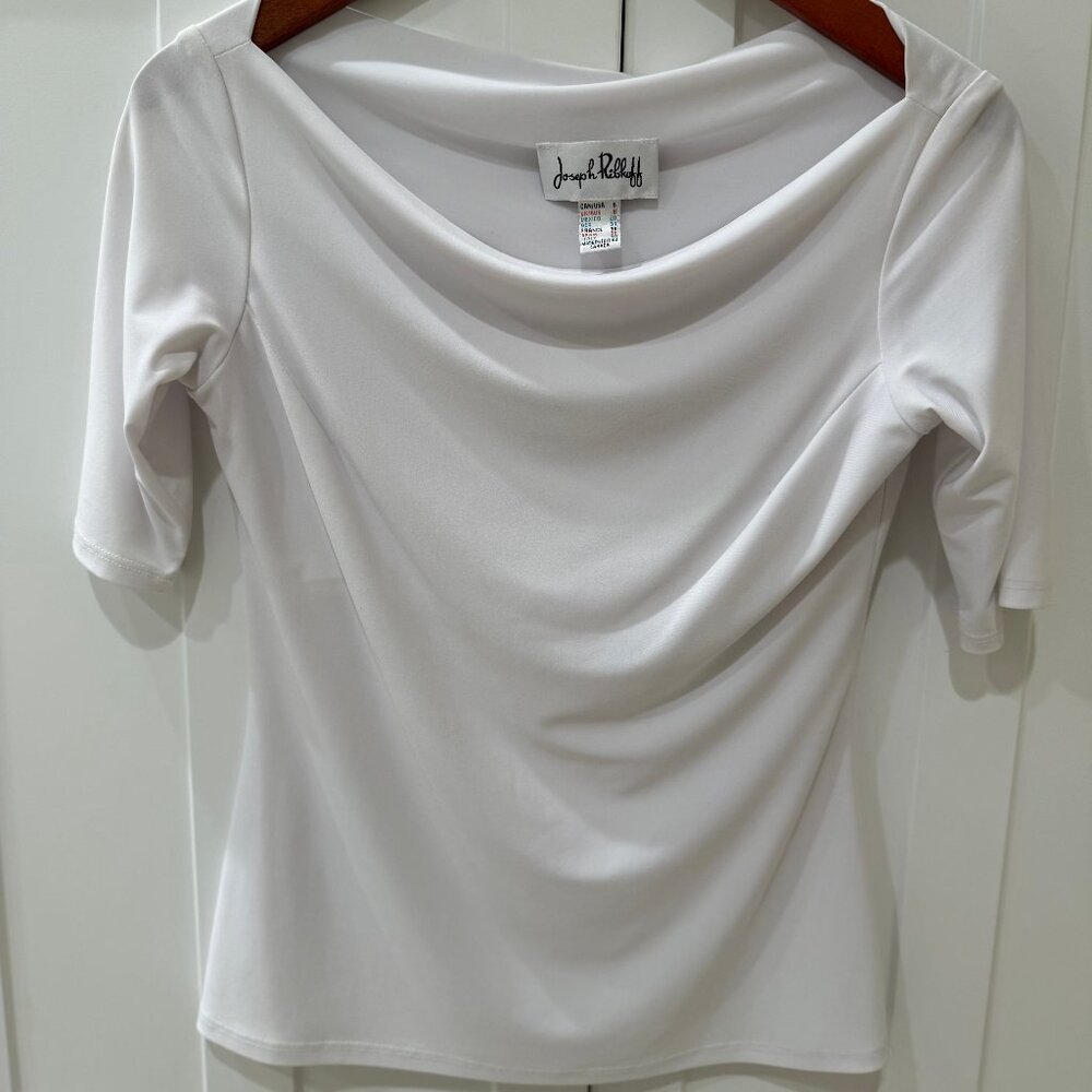 Joseph Ribkoff White Cowl Neck Top (Made in Canada, Size 6)